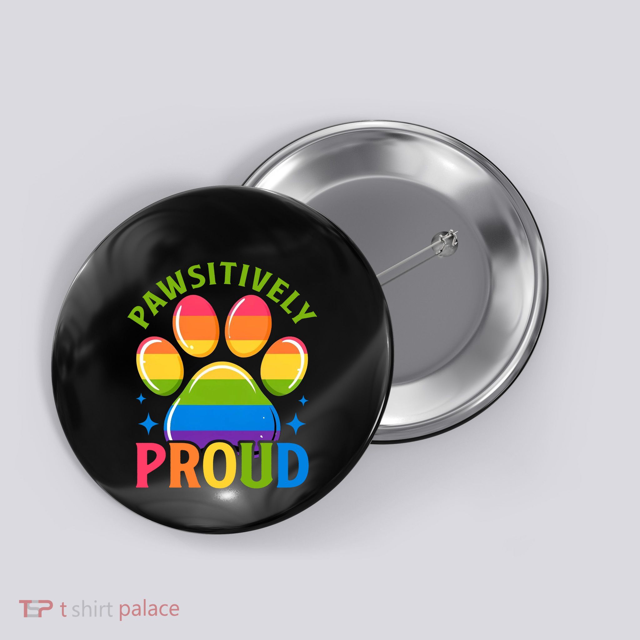Pride Paw Print In Rainbow Colors Button