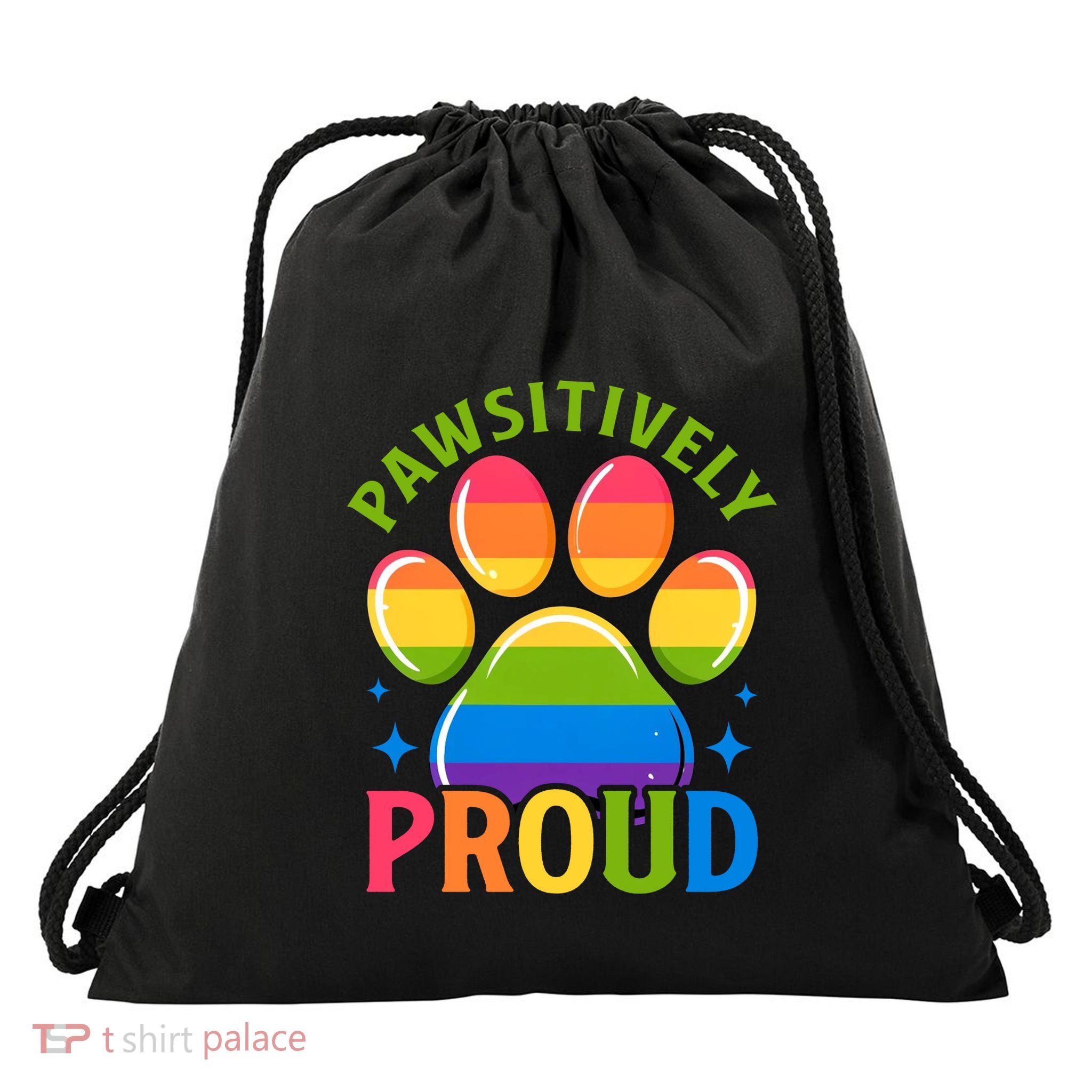 Pride Paw Print In Rainbow Colors Drawstring Bag