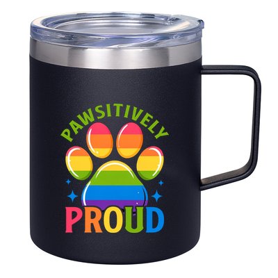 Pride Paw Print In Rainbow Colors 12oz Stainless Steel Coffee Mug