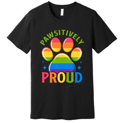 Pride Paw Print In Rainbow Colors Premium T-Shirt