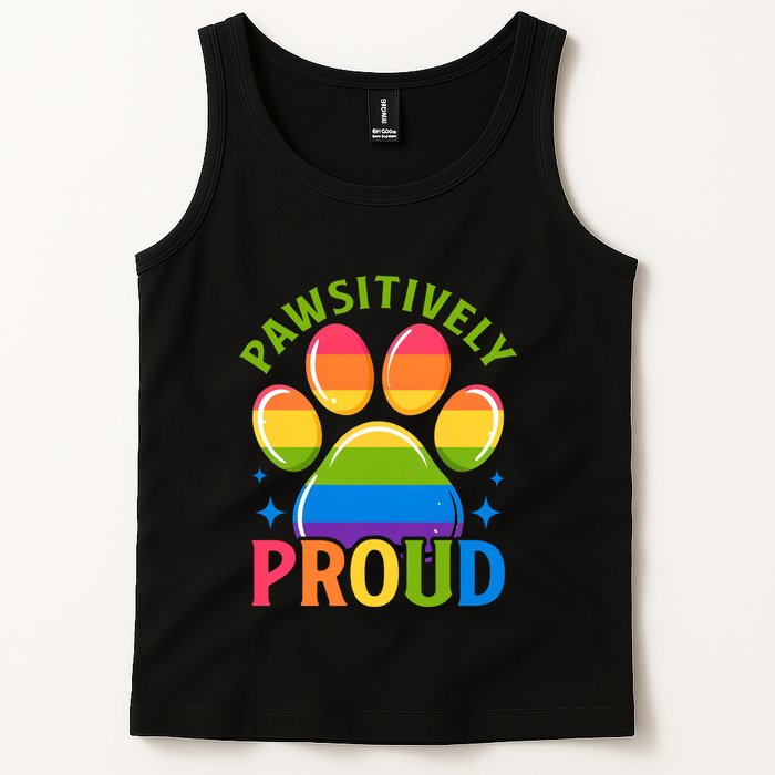 Pride Paw Print In Rainbow Colors Tank Top