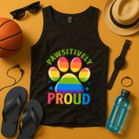 Pride Paw Print In Rainbow Colors Tank Top