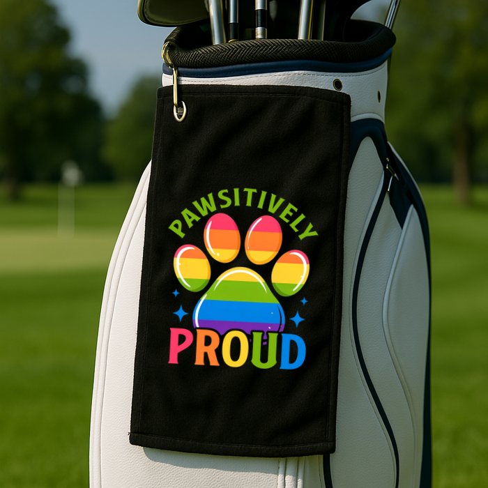 Pride Paw Print In Rainbow Colors Golf Towel