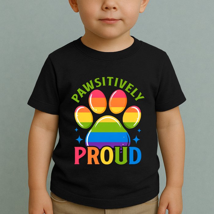 Pride Paw Print In Rainbow Colors Toddler T-Shirt