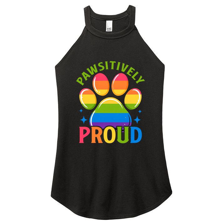 Pride Paw Print In Rainbow Colors Women's Perfect Tri Rocker Tank
