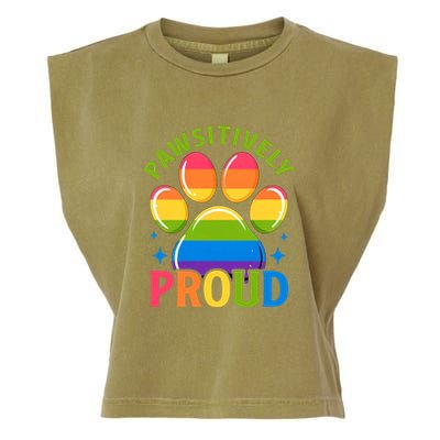 Pride Paw Print In Rainbow Colors Garment-Dyed Women's Muscle Tee