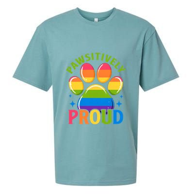 Pride Paw Print In Rainbow Colors Sueded Cloud Jersey T-Shirt