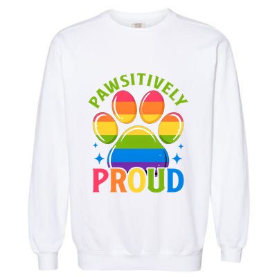 Pride Paw Print In Rainbow Colors Garment-Dyed Sweatshirt