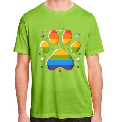 Pride Paw Print With Rainbow Colors Adult ChromaSoft Performance T-Shirt