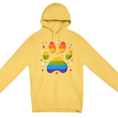 Pride Paw Print With Rainbow Colors Premium Pullover Hoodie