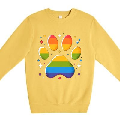 Pride Paw Print With Rainbow Colors Premium Crewneck Sweatshirt