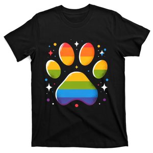 Pride Paw Print With Rainbow Colors T-Shirt