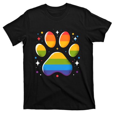 Pride Paw Print With Rainbow Colors T-Shirt