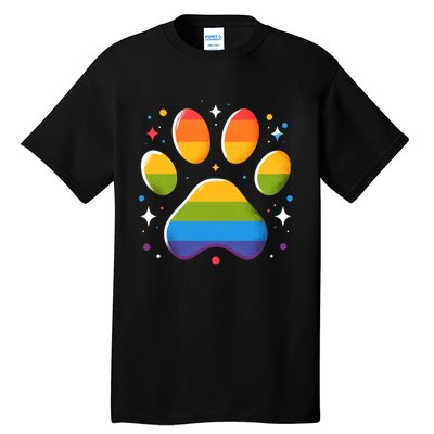 Pride Paw Print With Rainbow Colors Tall T-Shirt