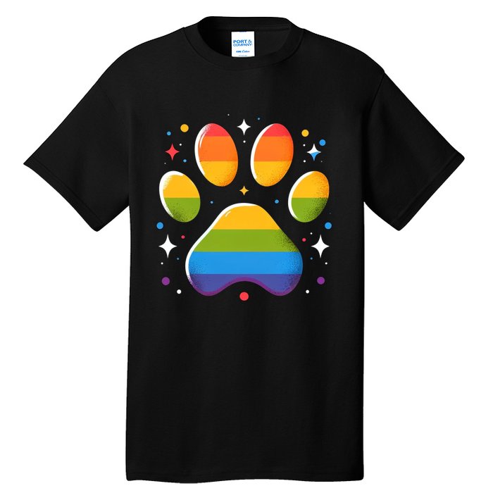 Pride Paw Print With Rainbow Colors Tall T-Shirt