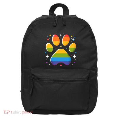 Pride Paw Print With Rainbow Colors 16 in Basic Backpack