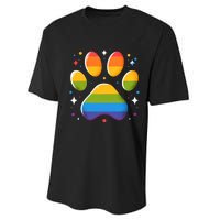 Pride Paw Print With Rainbow Colors Performance Sprint T-Shirt