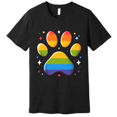 Pride Paw Print With Rainbow Colors Premium T-Shirt