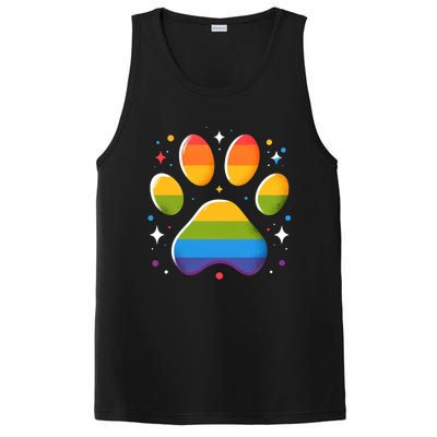 Pride Paw Print With Rainbow Colors PosiCharge Competitor Tank