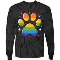 Pride Paw Print With Rainbow Colors Tie-Dye Long Sleeve Shirt