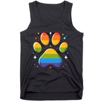 Pride Paw Print With Rainbow Colors Tank Top