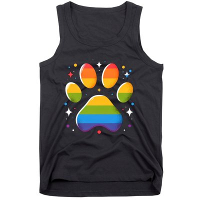 Pride Paw Print With Rainbow Colors Tank Top