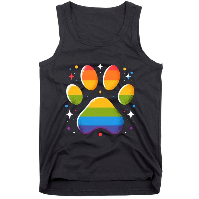 Pride Paw Print With Rainbow Colors Tank Top