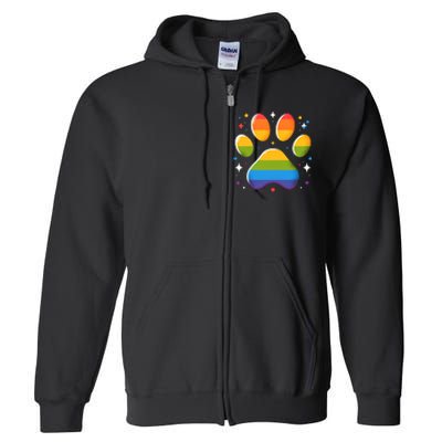 Pride Paw Print With Rainbow Colors Full Zip Hoodie