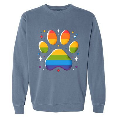 Pride Paw Print With Rainbow Colors Garment-Dyed Sweatshirt