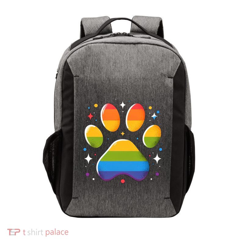 Pride Paw Print With Rainbow Colors Vector Backpack