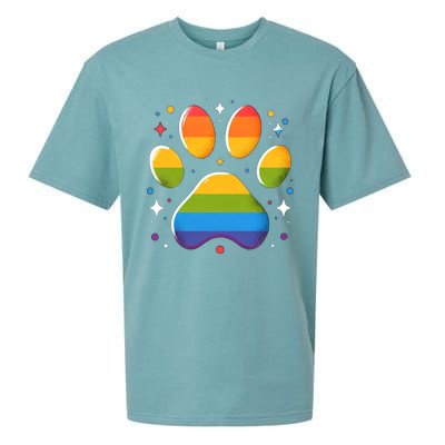 Pride Paw Print With Rainbow Colors Sueded Cloud Jersey T-Shirt