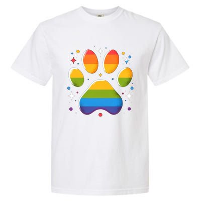 Pride Paw Print With Rainbow Colors Garment-Dyed Heavyweight T-Shirt