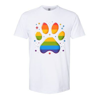 Pride Paw Print With Rainbow Colors Softstyle CVC T-Shirt