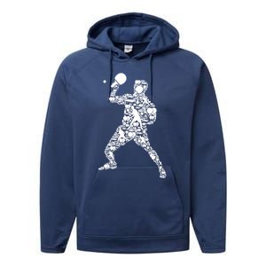 Ping Pong Player Table Tennis Gift Performance Fleece Hoodie