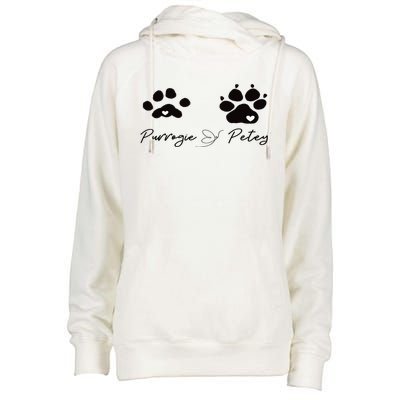 Paw prints Womens Funnel Neck Pullover Hood