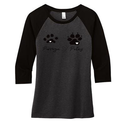 Paw prints Women's Tri-Blend 3/4-Sleeve Raglan Shirt