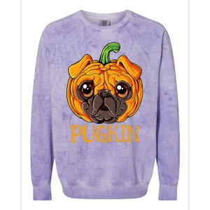 Pugkin Pug Pumpkin Halloween Thanksgiving  Dog Colorblast Crewneck Sweatshirt