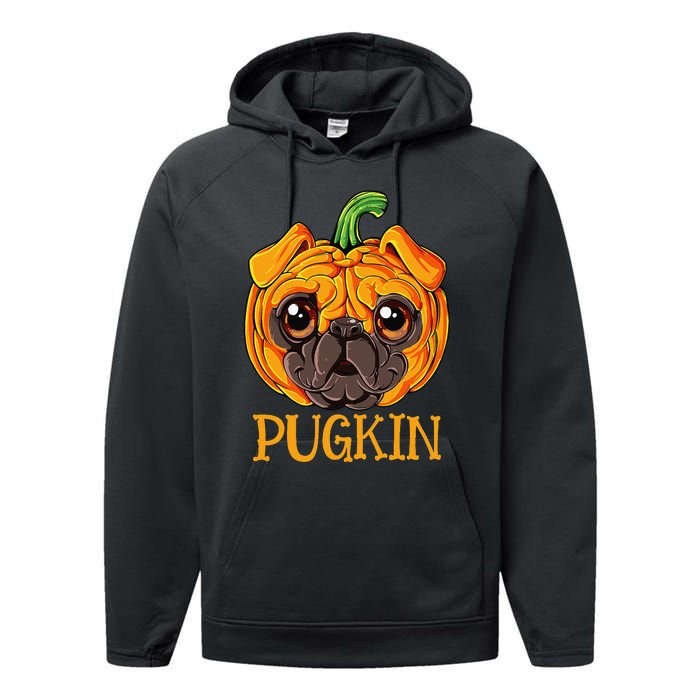 Pugkin Pug Pumpkin Halloween Thanksgiving  Dog Performance Fleece Hoodie