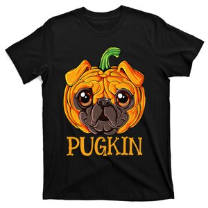 Pugkin Pug Pumpkin Halloween Thanksgiving  Dog T-Shirt