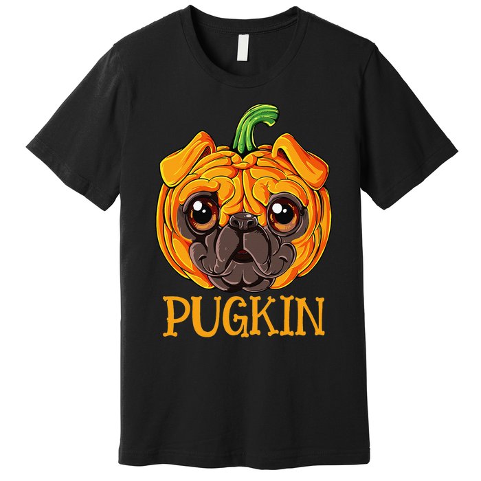 Pugkin Pug Pumpkin Halloween Thanksgiving  Dog Premium T-Shirt