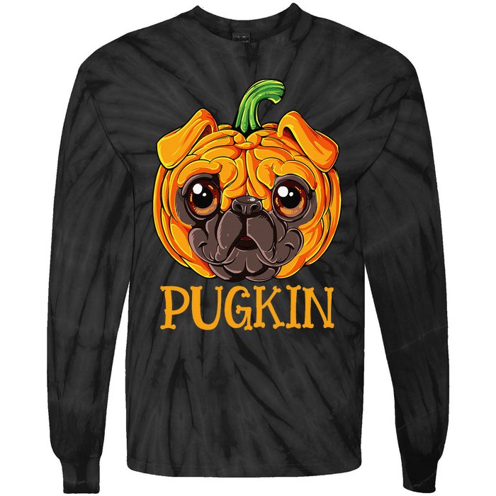 Pugkin Pug Pumpkin Halloween Thanksgiving  Dog Tie-Dye Long Sleeve Shirt