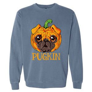 Pugkin Pug Pumpkin Halloween Thanksgiving  Dog Garment-Dyed Sweatshirt