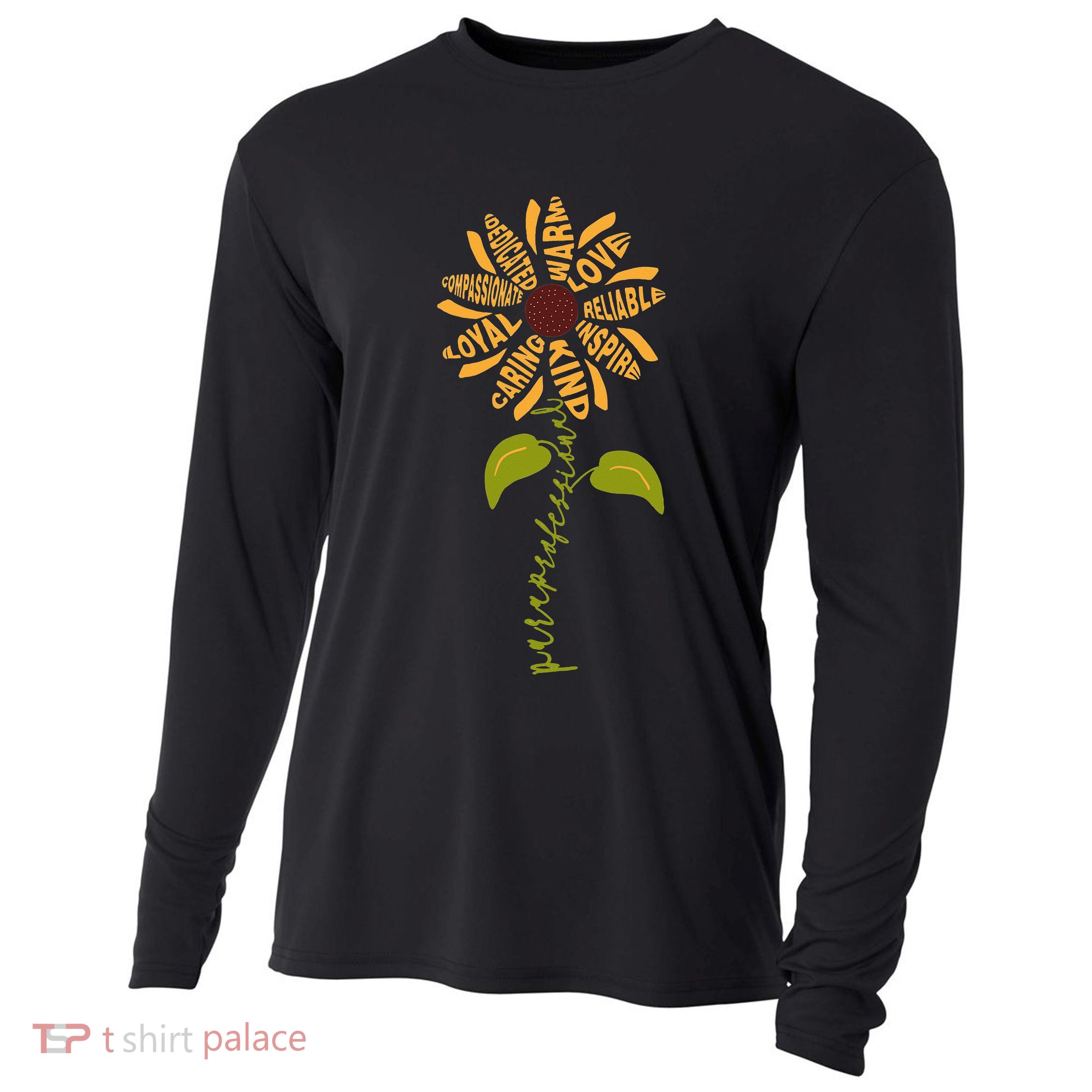 Para professional Paraeducator Teacher Sunflower Cooling Performance Long Sleeve Crew