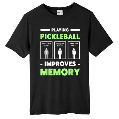 Pickleball Player Playing Pickleball Improves Memory Pickleball Tall Fusion ChromaSoft Performance T-Shirt