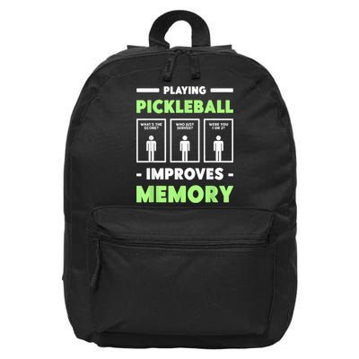 Pickleball Player Playing Pickleball Improves Memory Pickleball 16 in Basic Backpack