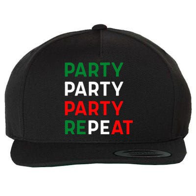 Party Party Party Repeat Wool Snapback Cap