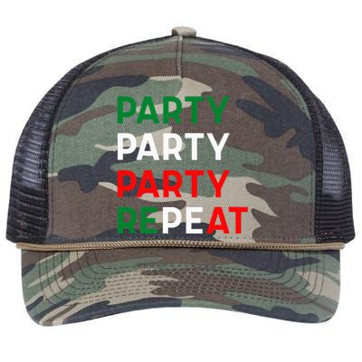 Party Party Party Repeat Retro Rope Trucker Hat Cap