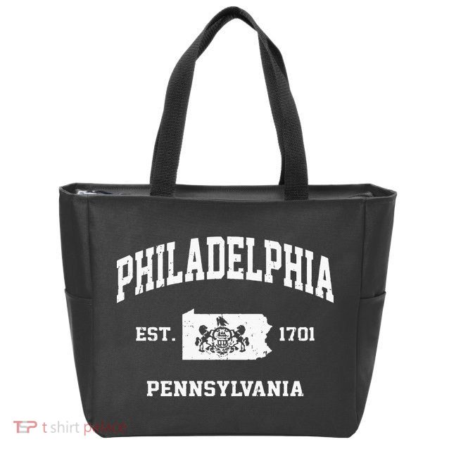 Philadelphia Pennsylvania PA Vintage State Athletic Style Zip Tote Bag