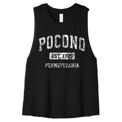 Pocono Pennsylvania Pa Vintage Sports Established Women's Racerback Cropped Tank