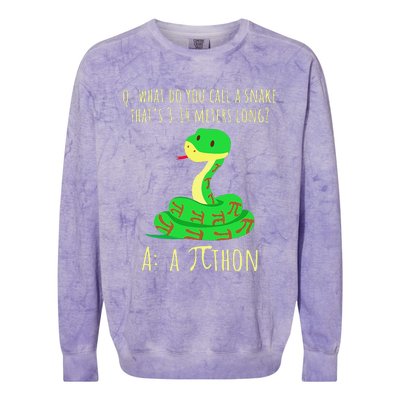 Python Pithon Pi Symbol Funny Math Teacher Pi Day Colorblast Crewneck Sweatshirt